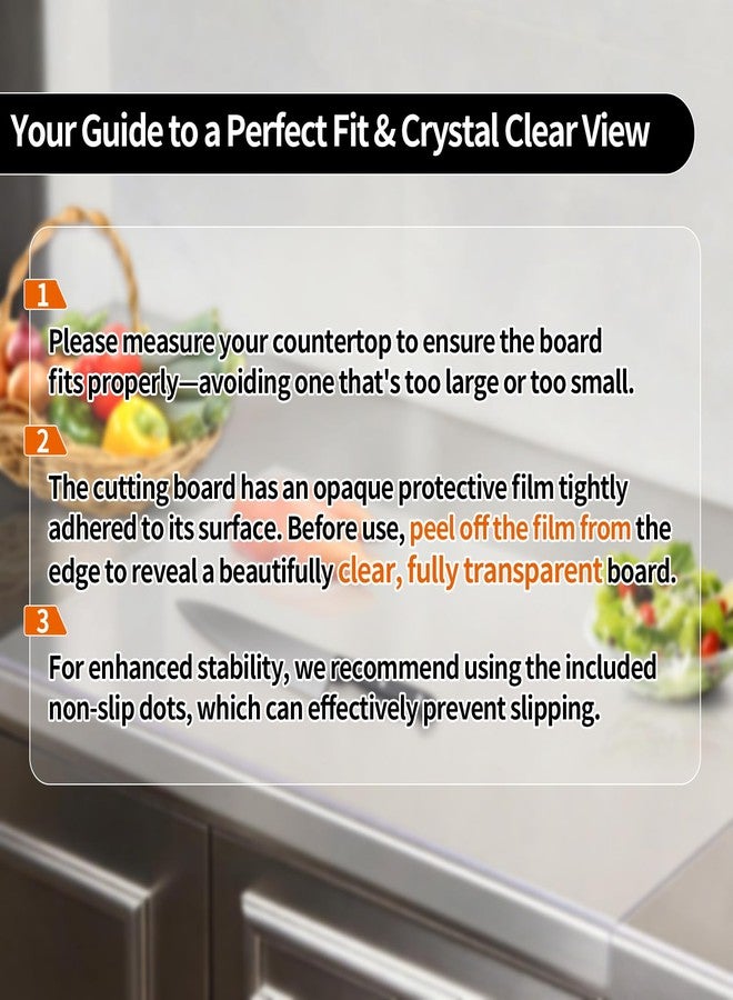 Renyqatt Acrylic Cutting Board with Counter Lip, Large Clear Cutting Board for Kitchen Countertop,60% Thicker,Non-Slip - Ideal for Cutting Vegetables, Fruits, Meat, and Bread (36"L x 24"W) - Image 2