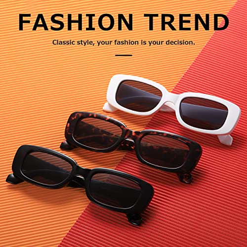 kimorn Rectangle Sunglasses for Women Men Trendy Retro Fashion Sun Glasses 90’s Vintage Square Frame K1200 (Black Frame Grey Lens+Black Frame Yellow Lens, 65) - Image 5