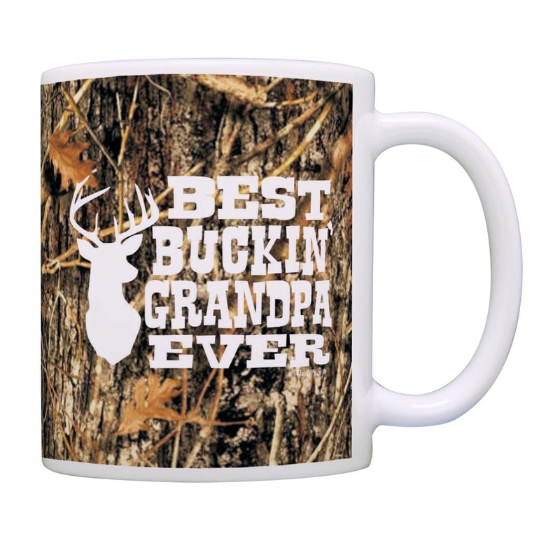 ThisWear Grandpa Gifts Hunting Camo Best Buckin Grandpa Ever Gift 11oz Ceramic Coffee Mug with Handle