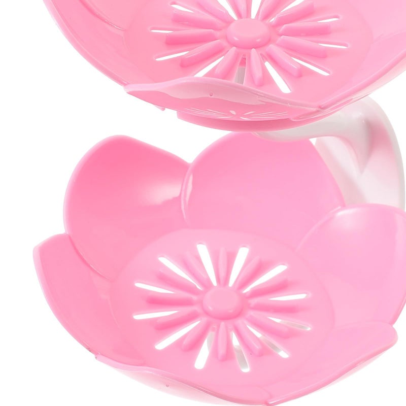 Double Layer Soap Holder With Suction Cup Pink Self Draining Bathroom Storage Rack - Image 4