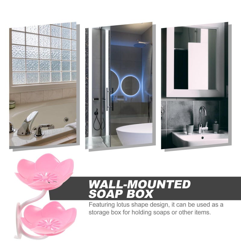 Double Layer Soap Holder With Suction Cup Pink Self Draining Bathroom Storage Rack - Image 5
