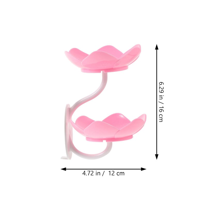 Double Layer Soap Holder With Suction Cup Pink Self Draining Bathroom Storage Rack - Image 3