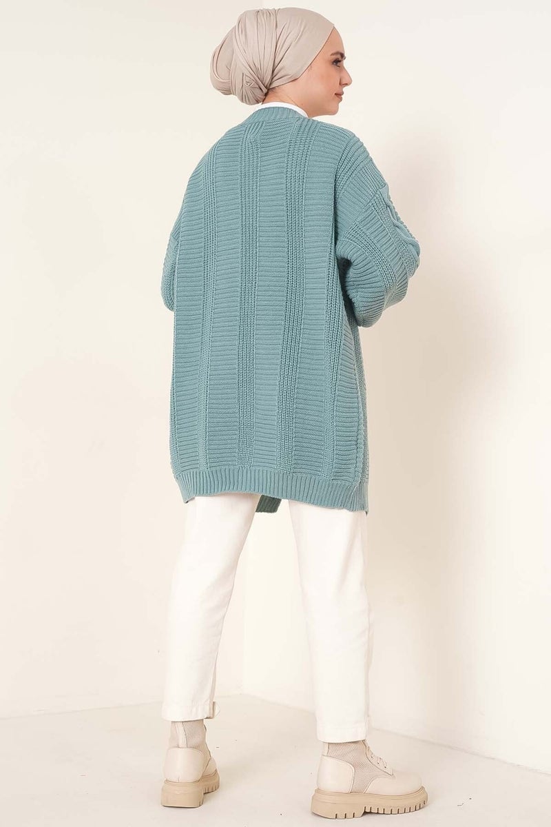 Lugmo Women's Knitwear Front Buttoned Knitted Cardigan Petrol  - Image 3