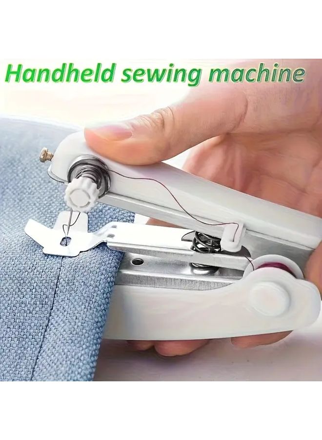White Portable Manual Sewing Machine Handheld Lightweight for Home Travel DIY Tailoring No Electricity Needed - Image 2