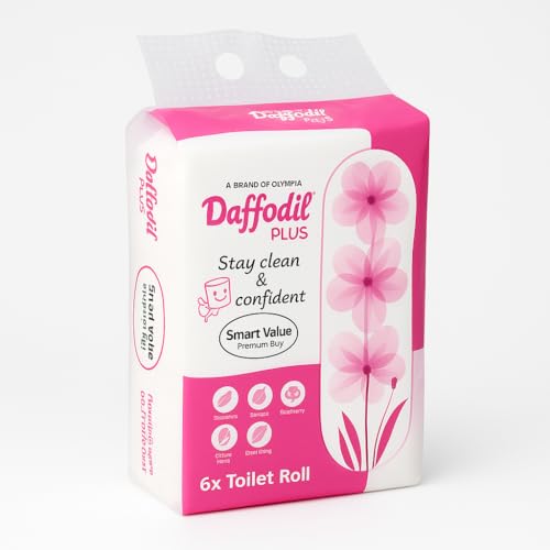 DAFFODIL 2Ply Toilet Paper Tissue – 6 Packs (220 Pulls/Roll, 1320 Pulls Total, 2640 Sheets) UltraSoft Toilet Paper Roll, Strong and Long Lasting for Home or Office Use, - Image 1