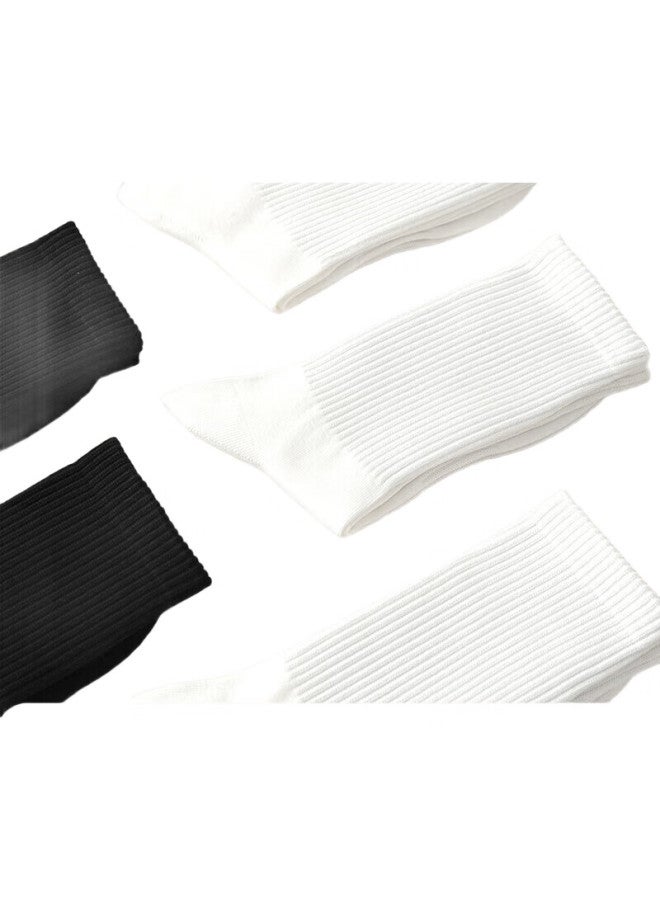 COTTON Autumn And Winter New Men'S Long Socks [100% Pure Cotton 7A Antibacterial And Odor-Resistant] Black And White Long Socks 5 Pairs - Image 1