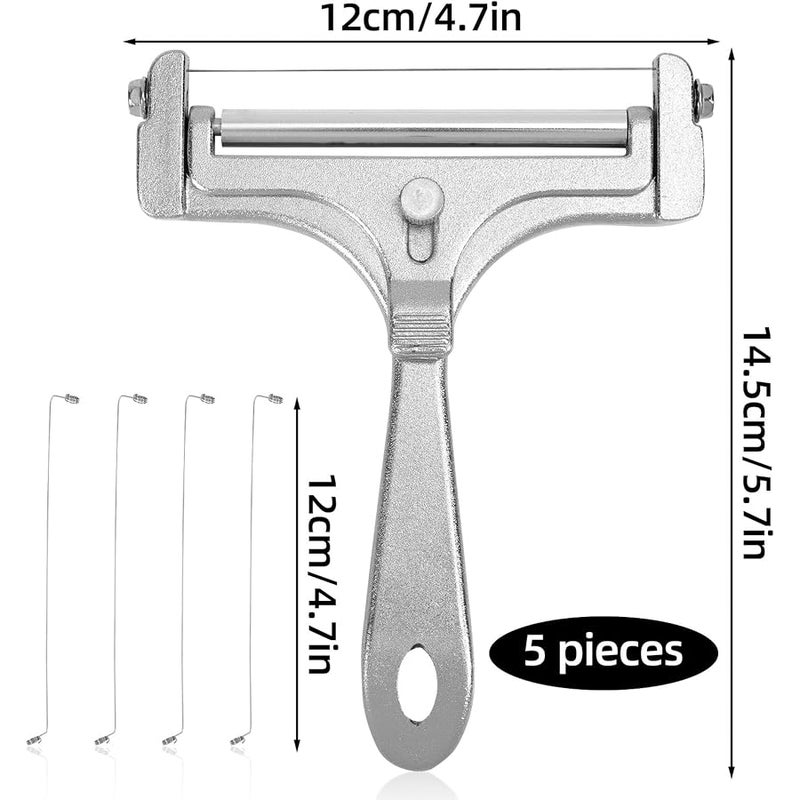 lasuroa Cheese Cutter, Stainless Steel Cheese Slicer with 4pcs Extra Wires Adjustable Handheld Butter Block Cutter for Cheddar Gruyere Mozzarella Kitchen Slicing Tools - Image 2