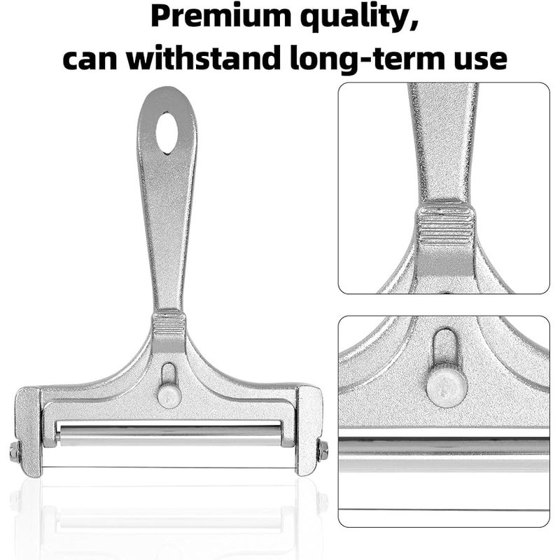 lasuroa Cheese Cutter, Stainless Steel Cheese Slicer with 4pcs Extra Wires Adjustable Handheld Butter Block Cutter for Cheddar Gruyere Mozzarella Kitchen Slicing Tools - Image 3