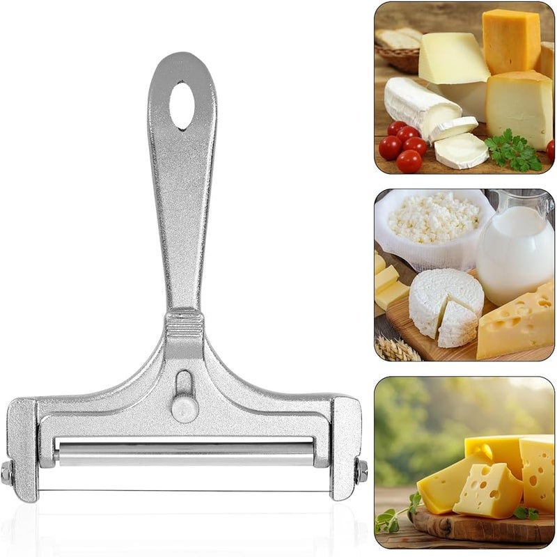 lasuroa Cheese Cutter, Stainless Steel Cheese Slicer with 4pcs Extra Wires Adjustable Handheld Butter Block Cutter for Cheddar Gruyere Mozzarella Kitchen Slicing Tools - Image 4