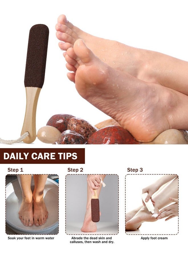 BEZOX Foot Pumice Stone Pedicure File(1 Pcs) Ergonomic Wooden Handle Foot File Callus Remover For Smoother Feet And Hands Foot Scrubber Heel Sander And Dead Skin Scraper Brown  - Image 3