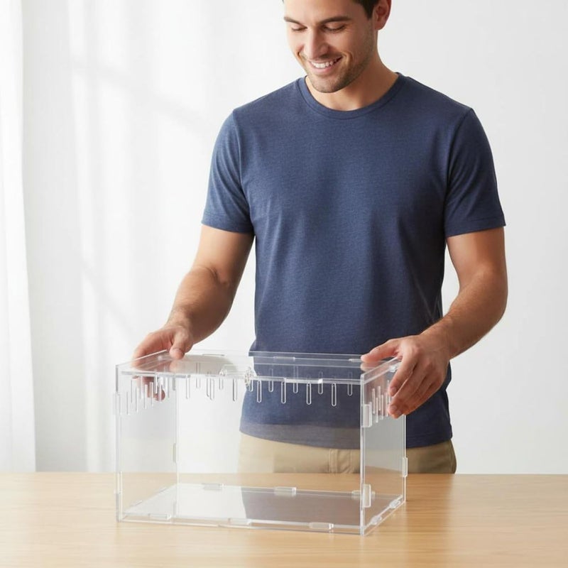 Transparent Reptile Enclosure Through Quality Clear Reptile Habitat Secure Latch Clear Acrylic Terrarium for Arachnid Enthusiasts, 25-15-15 - Image 4