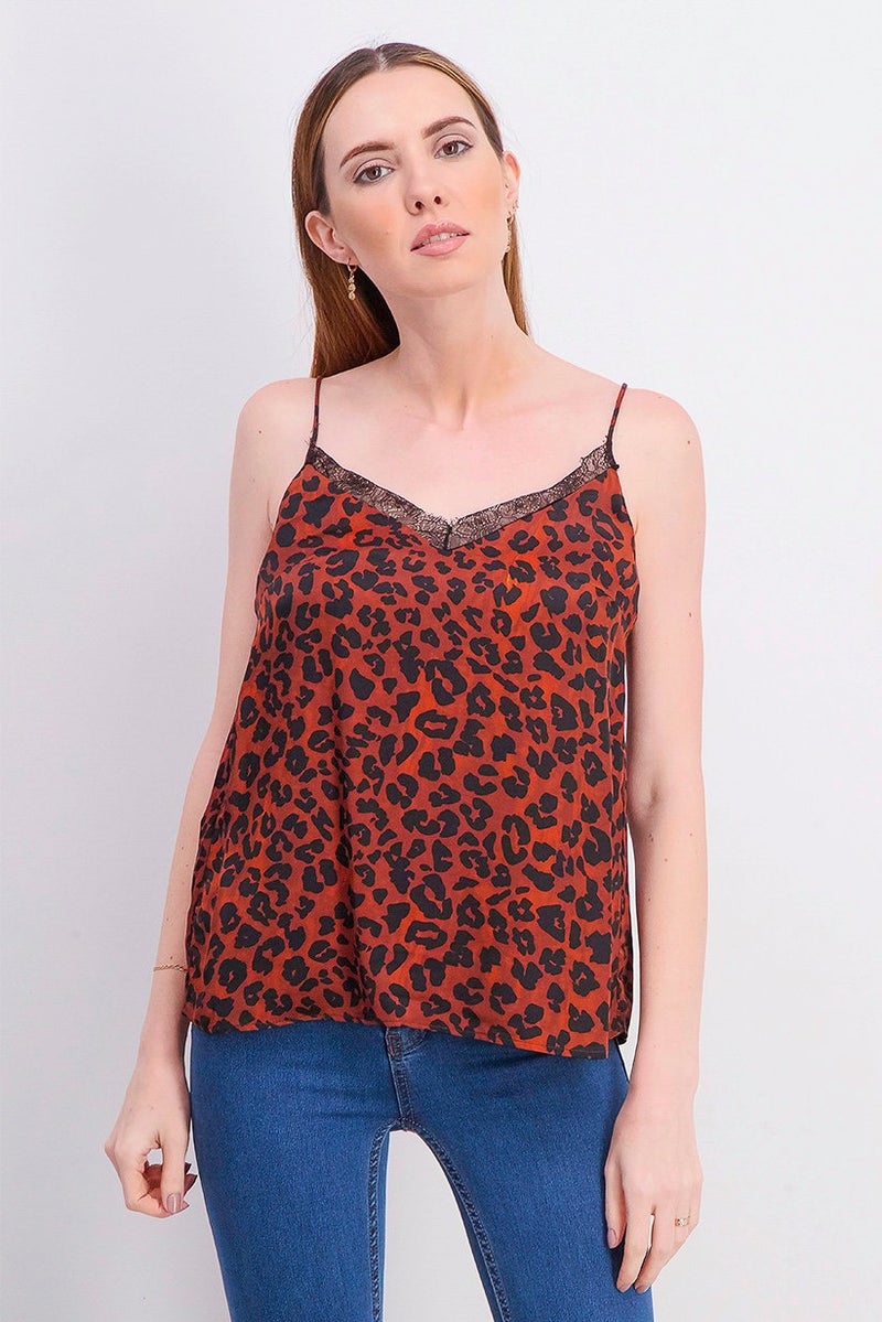 MANGO Women Leopard Print Top, Multicolor - Image 1