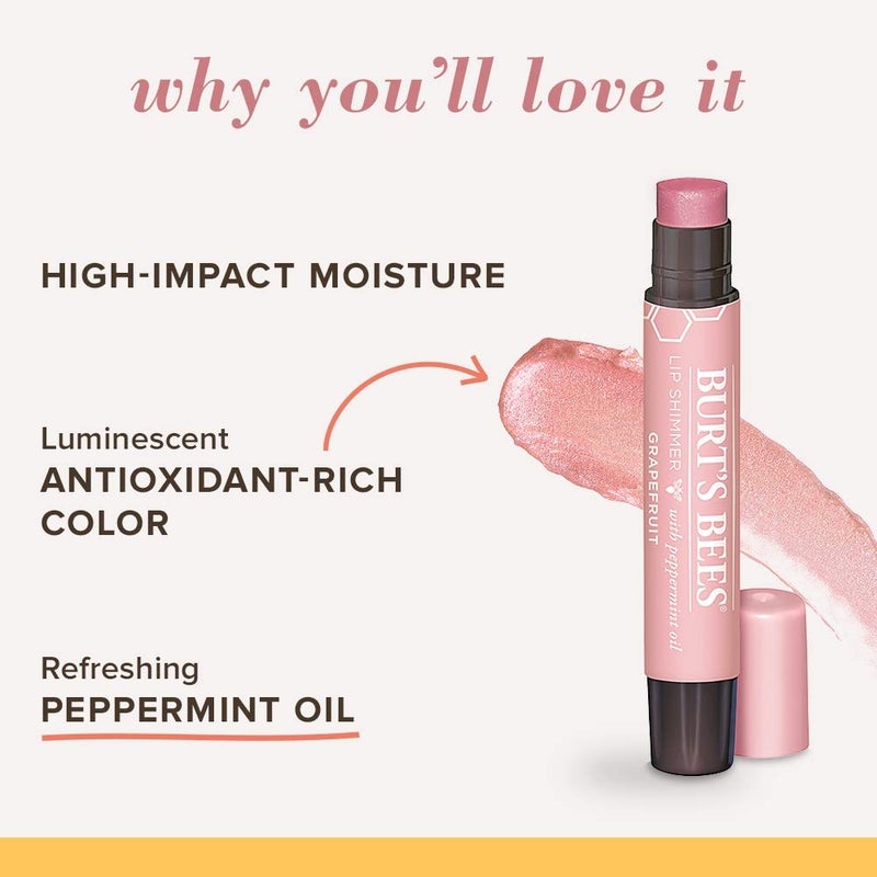 Burt's Bees 100% Natural Moisturizing Lip Shimmer, Grapefruit - 1 Tube - Image 5