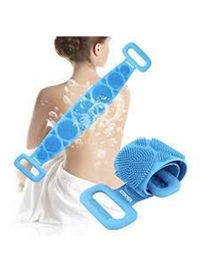 AUZENO Silicone Body Scrubber Belt, Double Side Shower Exfoliating Belt Removes Bath Towel, Double Chopping Belt Scrubber Washer for Bath - Image 1