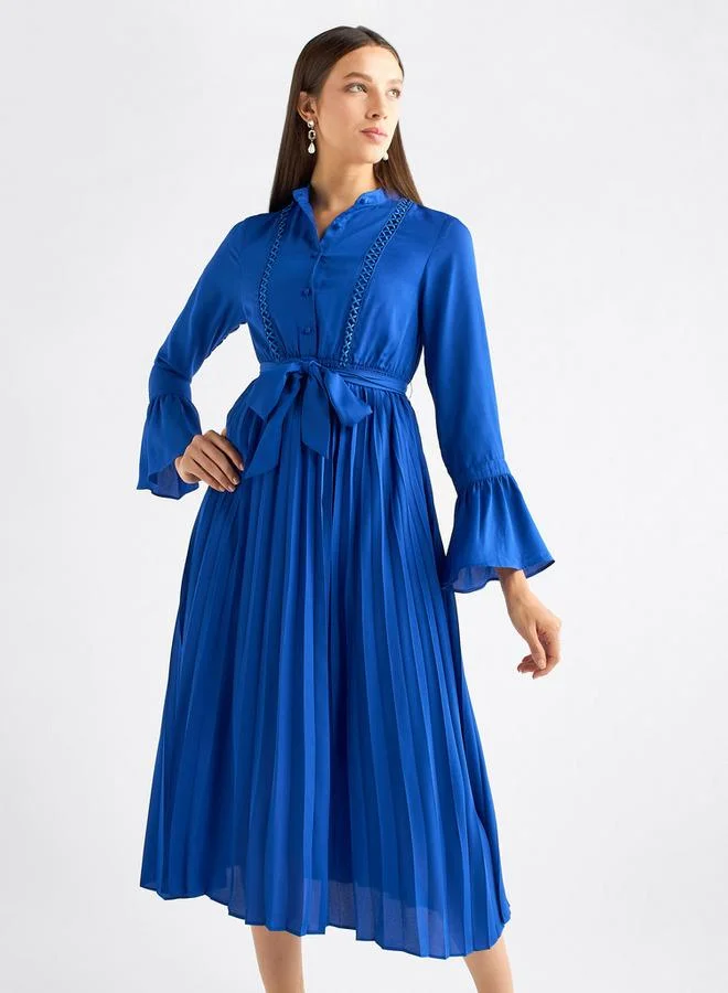 Splash FAV Pleated Long Sleeve Dress