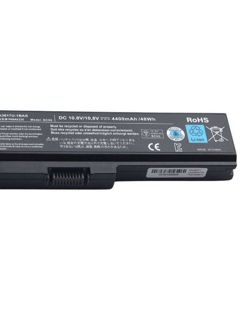 Majesty - PA3817- Laptop Battery Compatible with Toshiba Satellite L755, C655, M645, L750P, L600, L675, L675D, L700, L745, L750D, L755D, M640, P745; PA3818U-1BRS, PA3818U-1BRS, PAS 3819U-1BRS. - Image 1