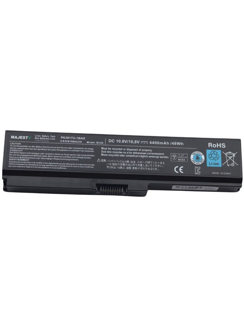 Majesty - PA3817- Laptop Battery Compatible with Toshiba Satellite L755, C655, M645, L750P, L600, L675, L675D, L700, L745, L750D, L755D, M640, P745; PA3818U-1BRS, PA3818U-1BRS, PAS 3819U-1BRS. - Image 1