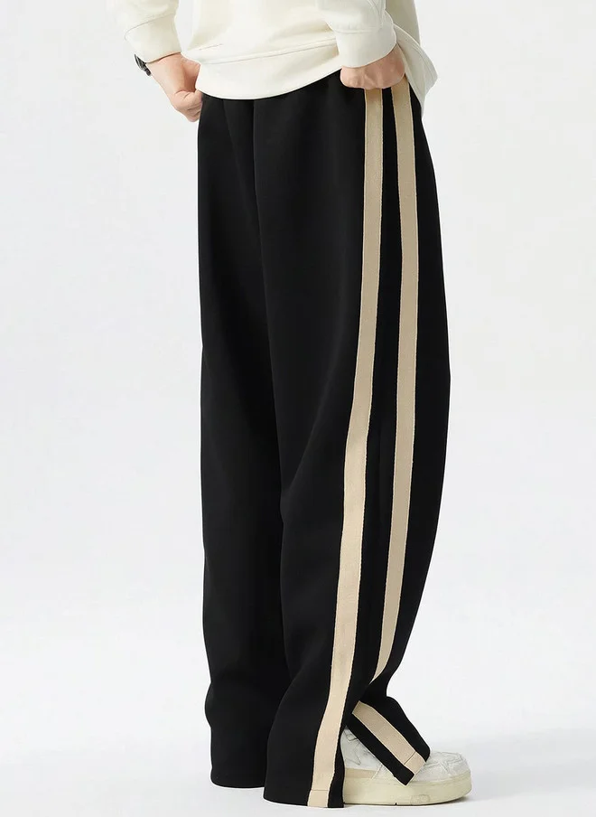 Maniac  Maniac Men Colorblocked Side Tap Cotton Baggy-Fit Track Pants  | Best Price UAE