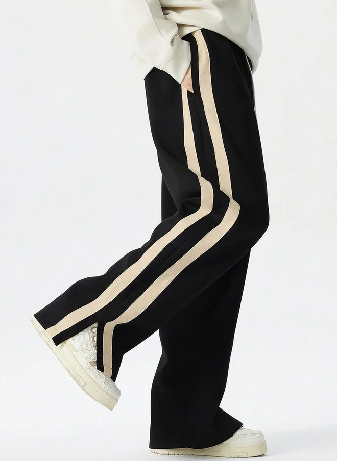 Maniac  Maniac Men Colorblocked Side Tap Cotton Baggy-Fit Track Pants  | Best Price UAE