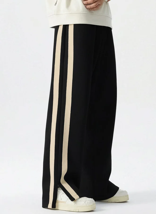 مانياك Maniac Men Colorblocked Side Tap Cotton Baggy-Fit Track Pants
