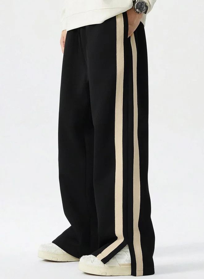 مانياك Maniac Men Colorblocked Side Tap Cotton Baggy-Fit Track Pants