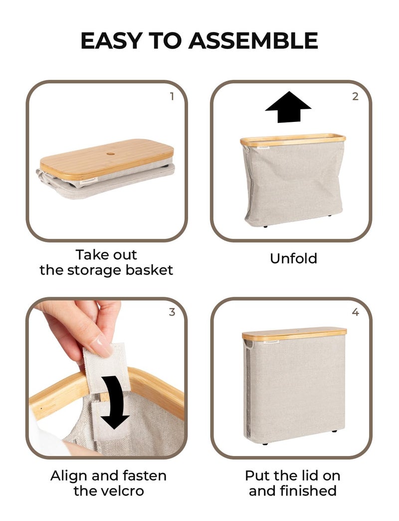 StorageWorks Large Toilet Paper Storage with Bamboo Lid, Toilet Paper Holder Basket for Up to 12 Mega or 16 Regular Size Rolls, Paper Storage Baskets for Bathroom, Light Khaki, 1 Pack - Image 5