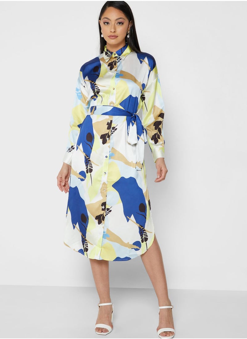 Raishma - Button Down Side Slit Printed Dress - Image 1