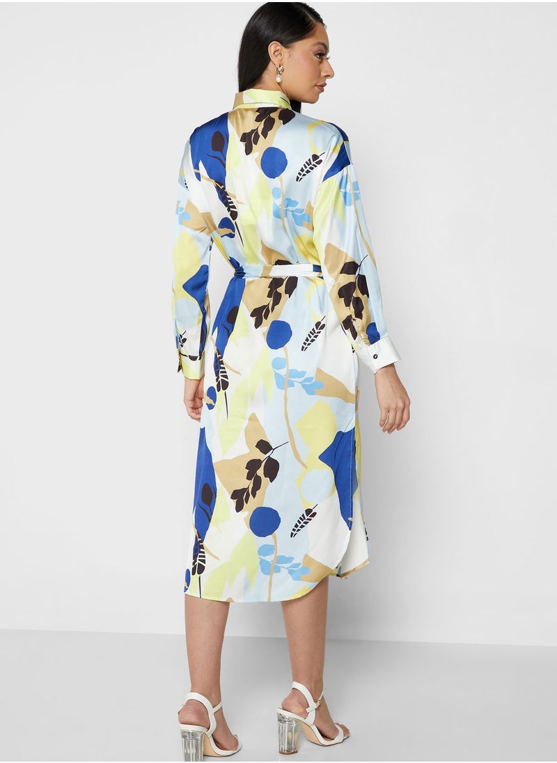 Raishma - Button Down Side Slit Printed Dress - Image 1