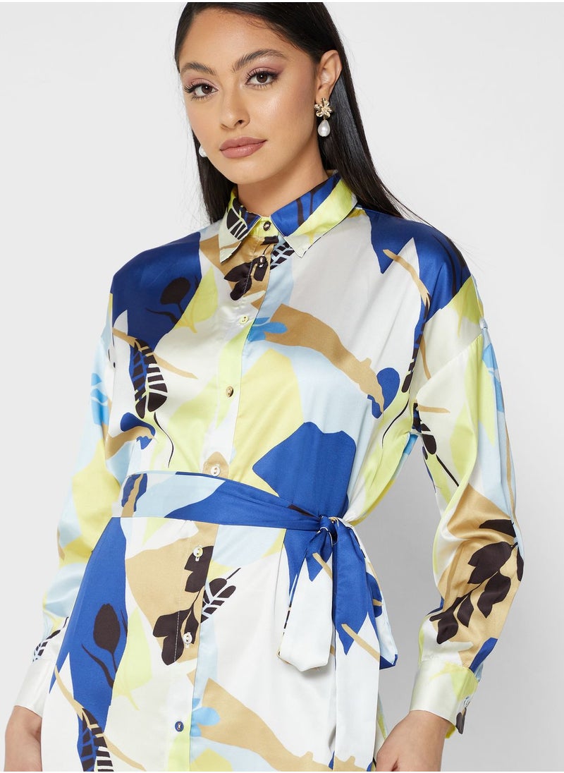 Raishma - Button Down Side Slit Printed Dress - Image 1