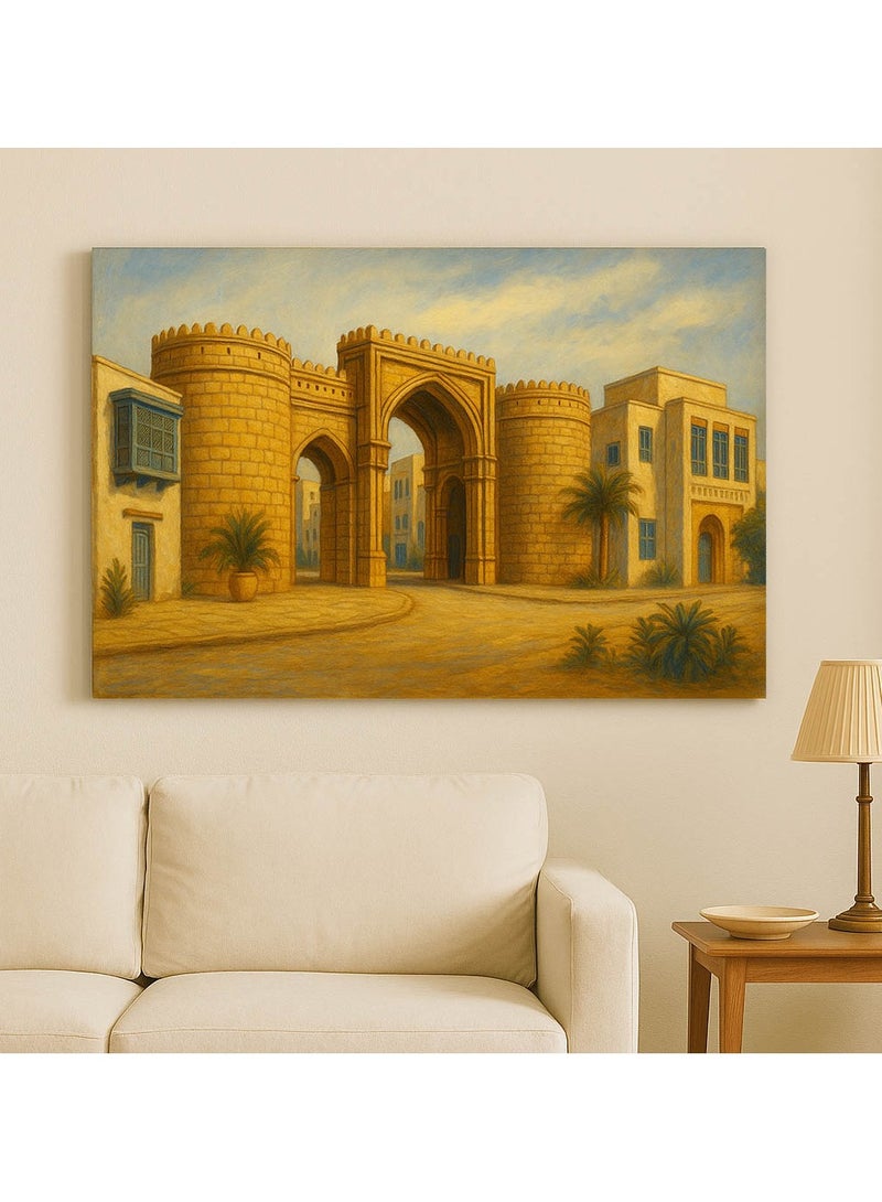 تذكار لوحة جدارية مطبوعة كانفاس لبوابة جدة القديمة من تذكار - Image 3