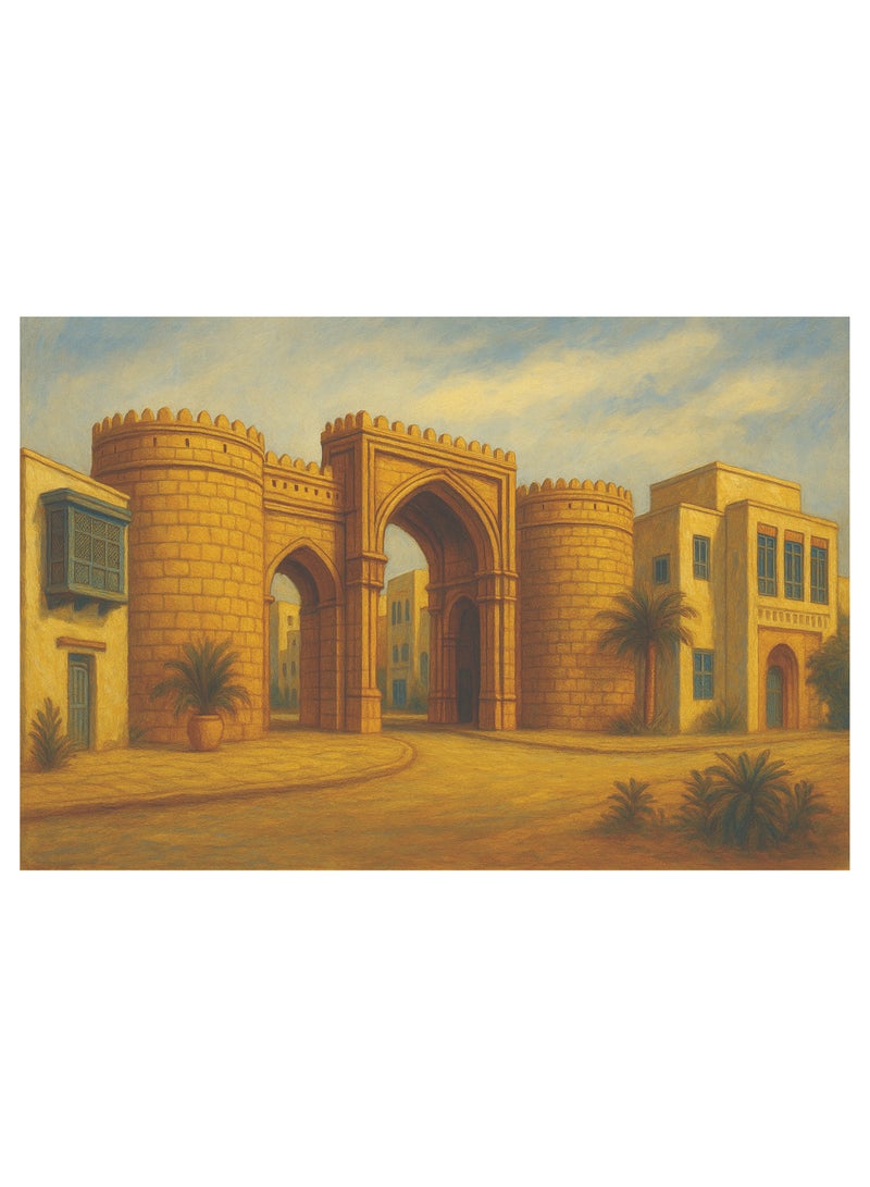 تذكار لوحة جدارية مطبوعة كانفاس لبوابة جدة القديمة من تذكار - Image 2