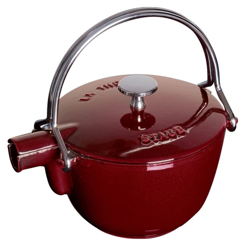 Staub Cast Iron 1qt Round Tea Kettle  Grenadine Made in France