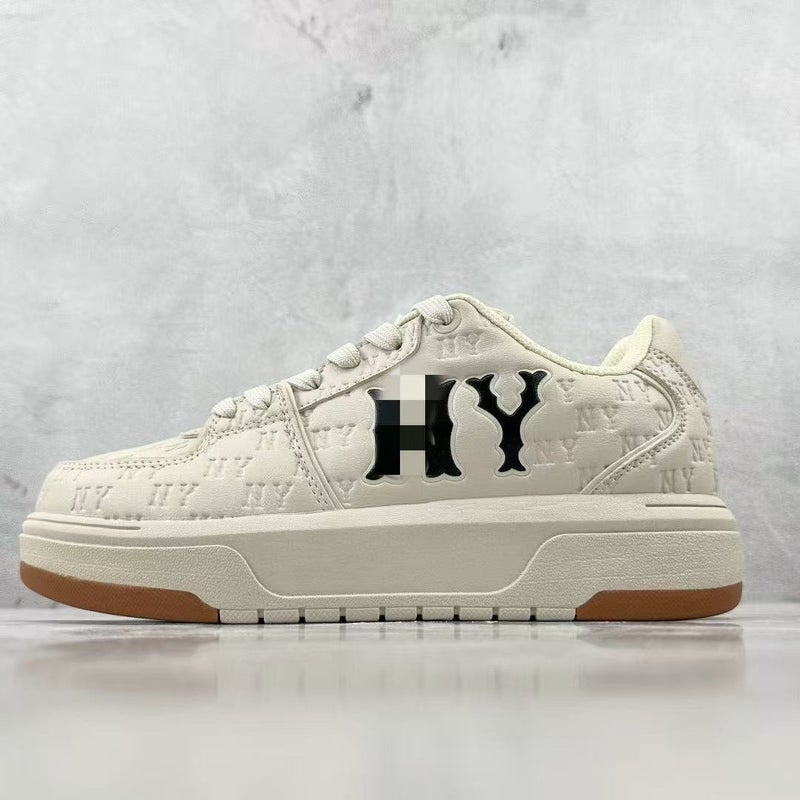 Wu Pin Pai Unisex Retro Skate Sneakers with Chunky Sole - Classic Monogram Design in White and Blue - Image 1