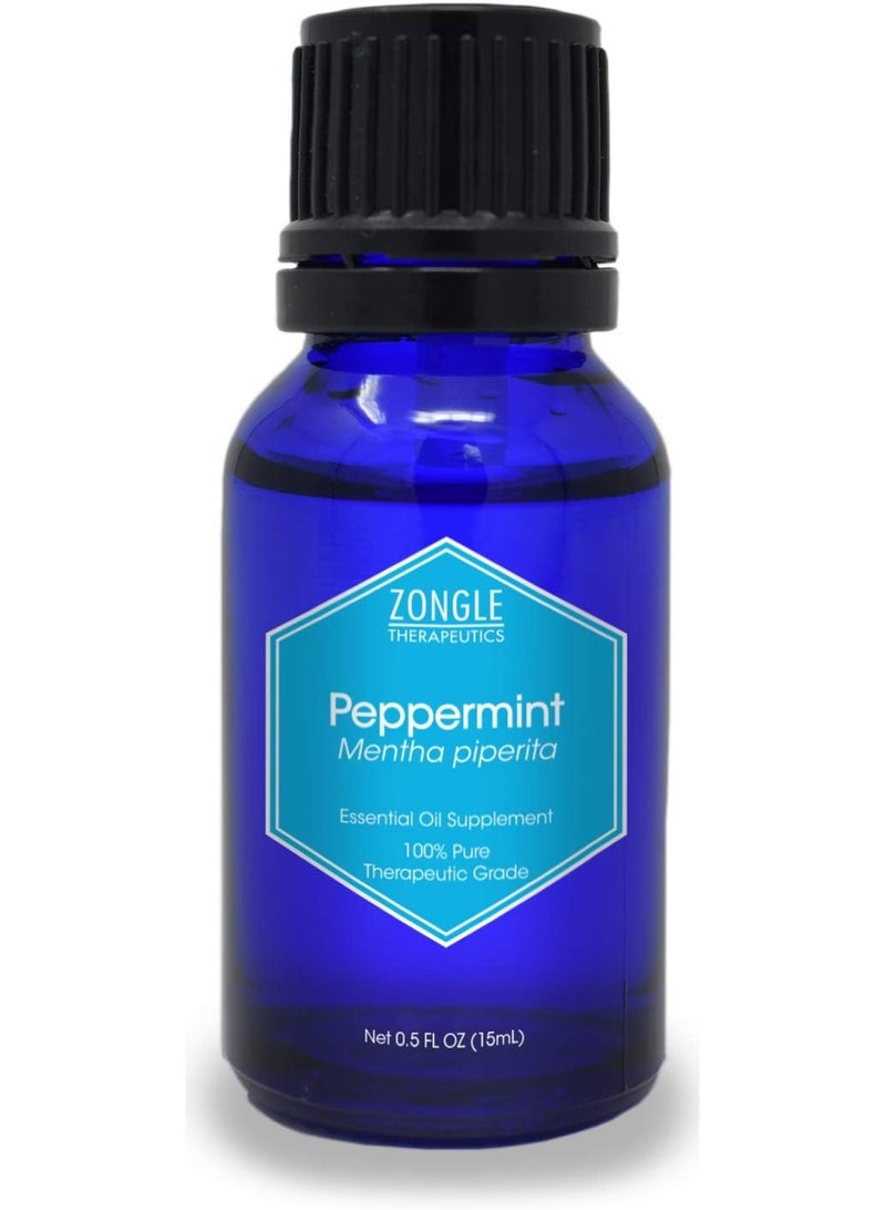 Zongle Peppermint Essential Oil, India, Safe To Ingest, Mentha Piperita, 15 mL