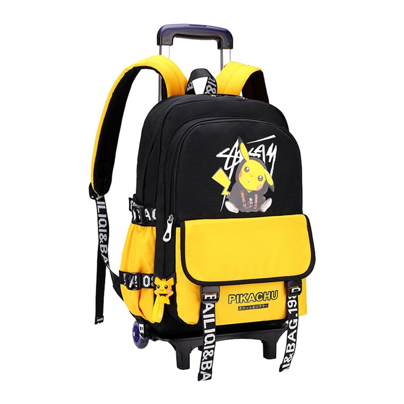 Climberty ® School Bags for Boys Girls Cute Cartoon Print School Trolley Bag with Wheel and Detachable Wheel Stand Waterproof Travel Backpack Gift Kids Trolley Bags for Girls Boys - Image 1