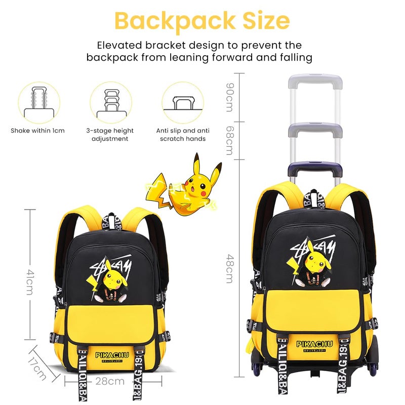 Climberty ® School Bags for Boys Girls Cute Cartoon Print School Trolley Bag with Wheel and Detachable Wheel Stand Waterproof Travel Backpack Gift Kids Trolley Bags for Girls Boys - Image 2