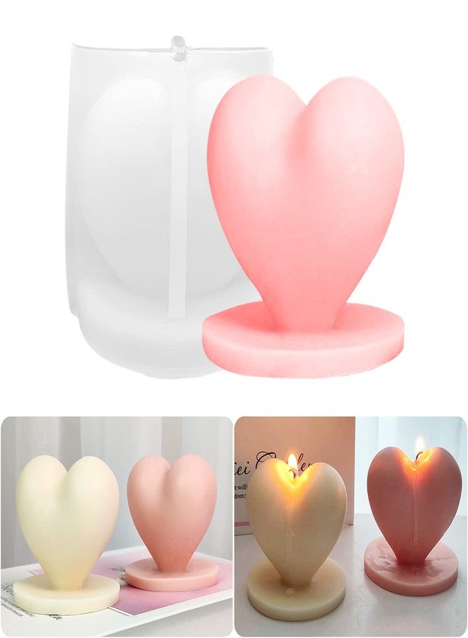 ZAKVOOR Heart Shape Candle Mold with Base Valentine's Day Resin Casting Silicone Mold for DIY Aromatherapy Candles Wax Plaster Polymer Clay Decoration - Image 1