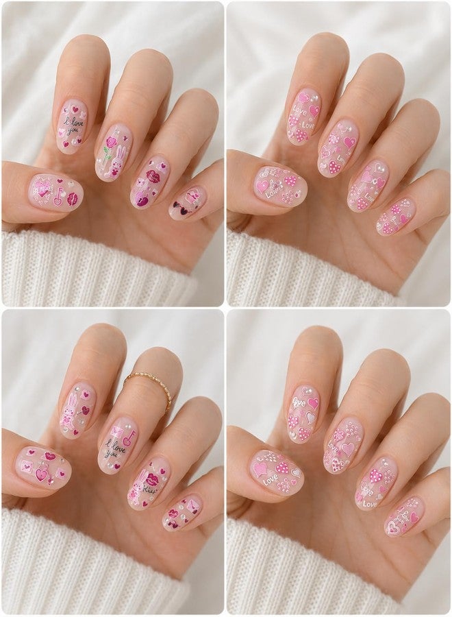 Velme Craft 4 Sheet 5d Nail Art Stickers | DIY Nail Extension | Design Love Heart Floral Patterns | Easy to Apply | Waterproof Long Lasting | Nail Accessories with Self-Adhesive Decals (1 Style) - Image 3
