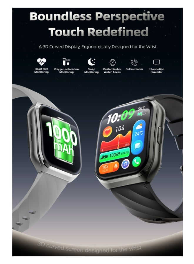 1.83شاشة ملونة كبيرة 3D شاشة منحنية ، تعاون ذكي ثنائي النواة ، بلوتوث 5.4 HD دعوة ساعة ذكية ، - Image 2