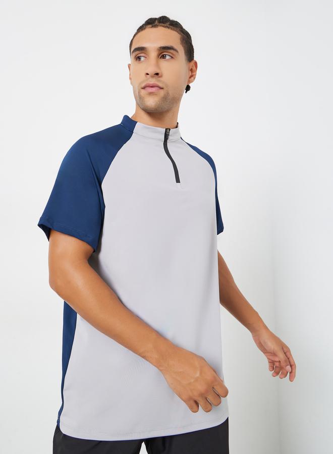 Styli Active Men Navy Blue Raglan Sleeve Athleisure T-Shirt - Image 1