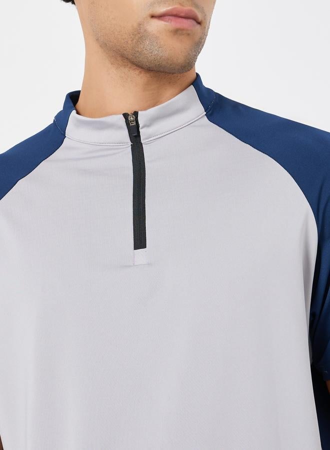 Styli Active Men Navy Blue Raglan Sleeve Athleisure T-Shirt - Image 3