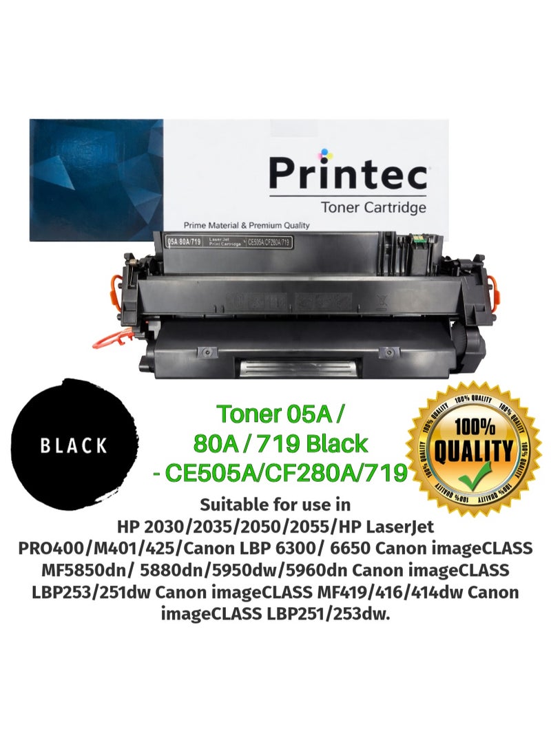 Printec Toner 05A /80A /719 Black  - CE505A/CF280A/719 - Image 1