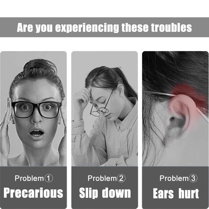Iyooh 2 Pairs Upgrade Soft Glasses Ear Cushion  Anti Slip Knitting Cotton Eye Glasses Ear Grippers  Comfort Temple Sleeves Tips Eyeglass Ear Pads  Non Slip Eyeglass Grips For Behind The Ear (Black) - Image 3