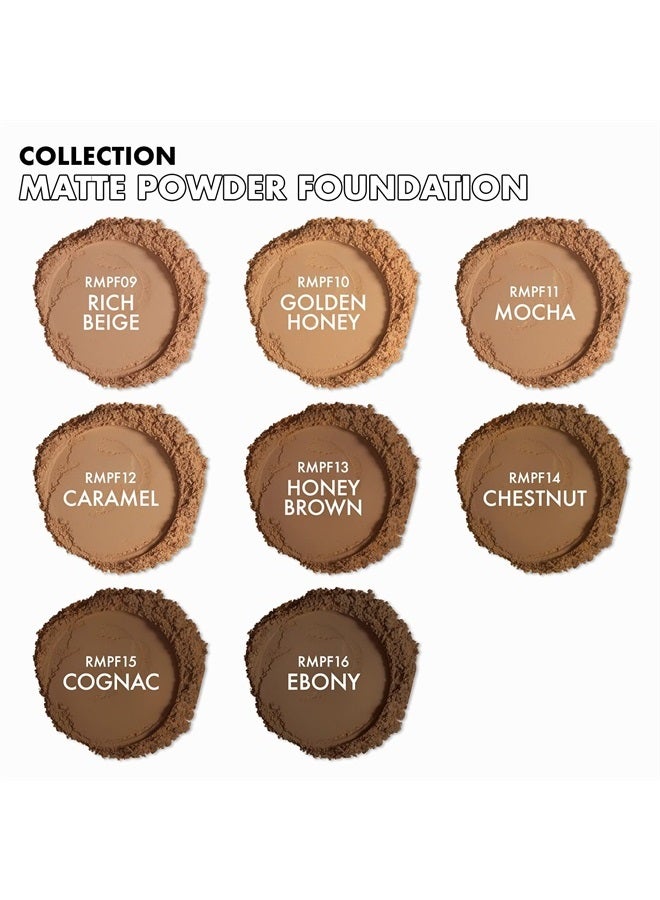 Ruby Kisses Powder Foundation Full Coverage Matte Foundation Long Lasting Face Makeup 0.35 oz. (Honey Brown) - Image 4