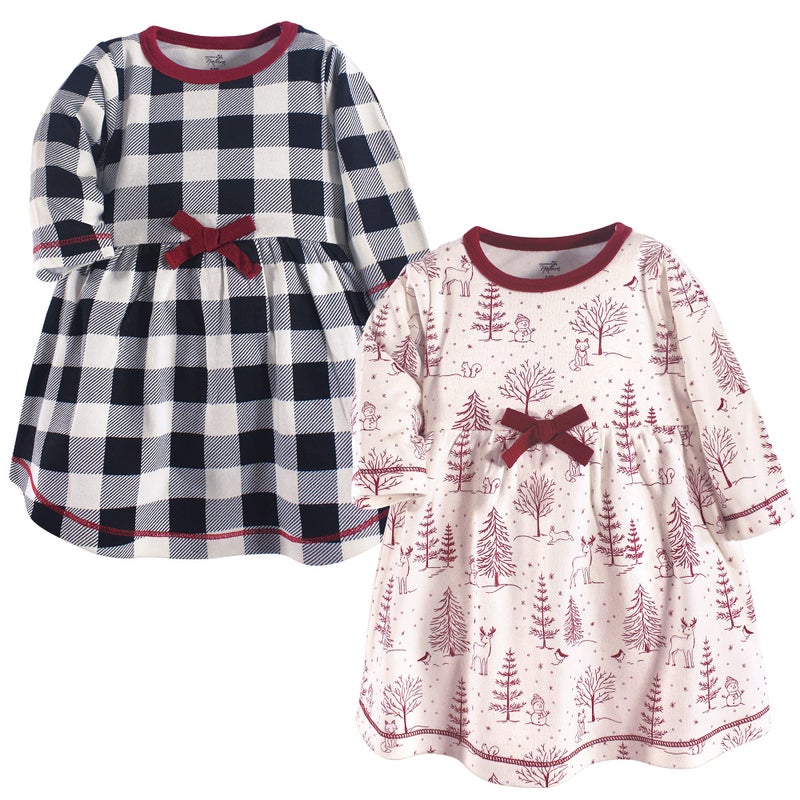 Touched by Nature Touched by Nature Girls Toddler Baby and Womens Organic Cotton ShortSleeve and LongSleeve Dresses Winter Woodland Long Sleeve 1824 Months