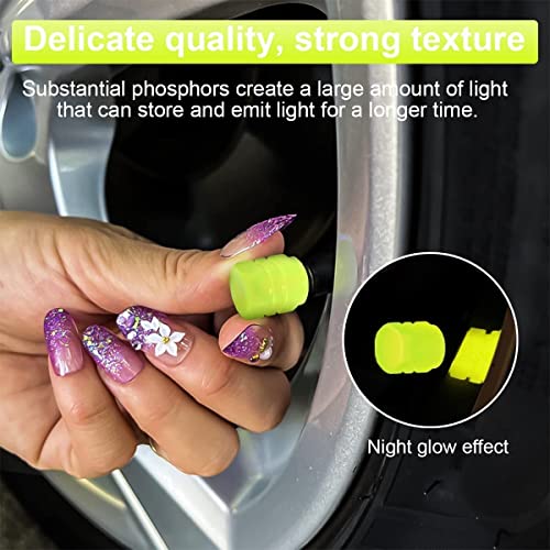 HETVIN Night Glow Wheels Cap Tire Valve Stem for Car, Air Caps Cover Fluorescent, Auto Car Wheel Valve Stem Caps Cover for Car, Bike, Bicycle, Truck (Pack of - 8, Yellow) - Image 5