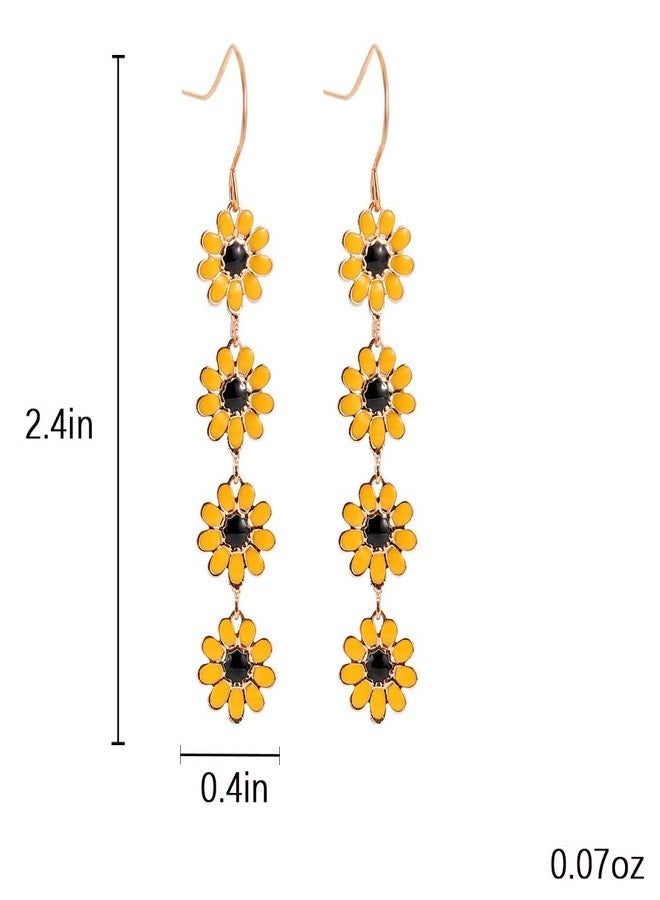 ZMANYIJEW Daisy Dangle Earrings for Women, Summer Sunflower Floral Drop Earrings for Teen Girls,Long Dangle Flower Earrings (Yellow) - Image 5