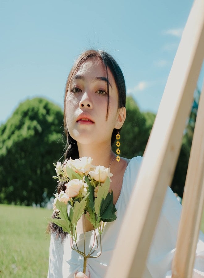 ZMANYIJEW Daisy Dangle Earrings for Women, Summer Sunflower Floral Drop Earrings for Teen Girls,Long Dangle Flower Earrings (Yellow) - Image 3