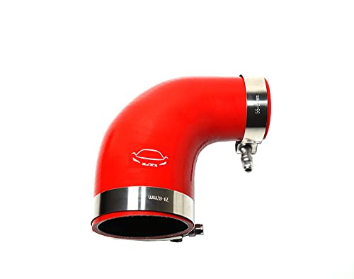 TenkeAuto High Performance 4Ply Reinforced 23 ID 90 Degree Elbow Reducer Coupler Silicone Hose With SS 304 T Bolt Clamp for TurboIntercoolerPiping 23 Red - Image 1