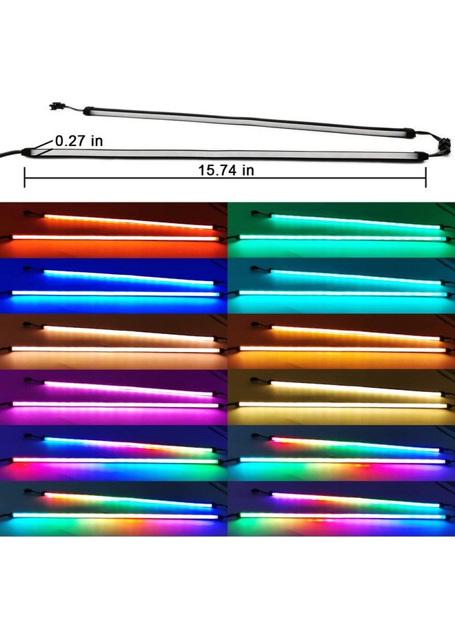 airgoo airgoo NEON Addressable RGB PC LED Strip, 2x15.7in Diffused Rainbow Magnetic ARGB Strip for 5V 3-pin Aura SYNC, Gigabyte RGB Fusion, MSI Mystic Light Sync, with 12pcs Strong Magnetic Brackets  - Image 3